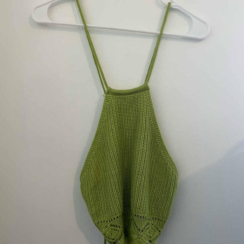 Green Knit Crop Top Size S